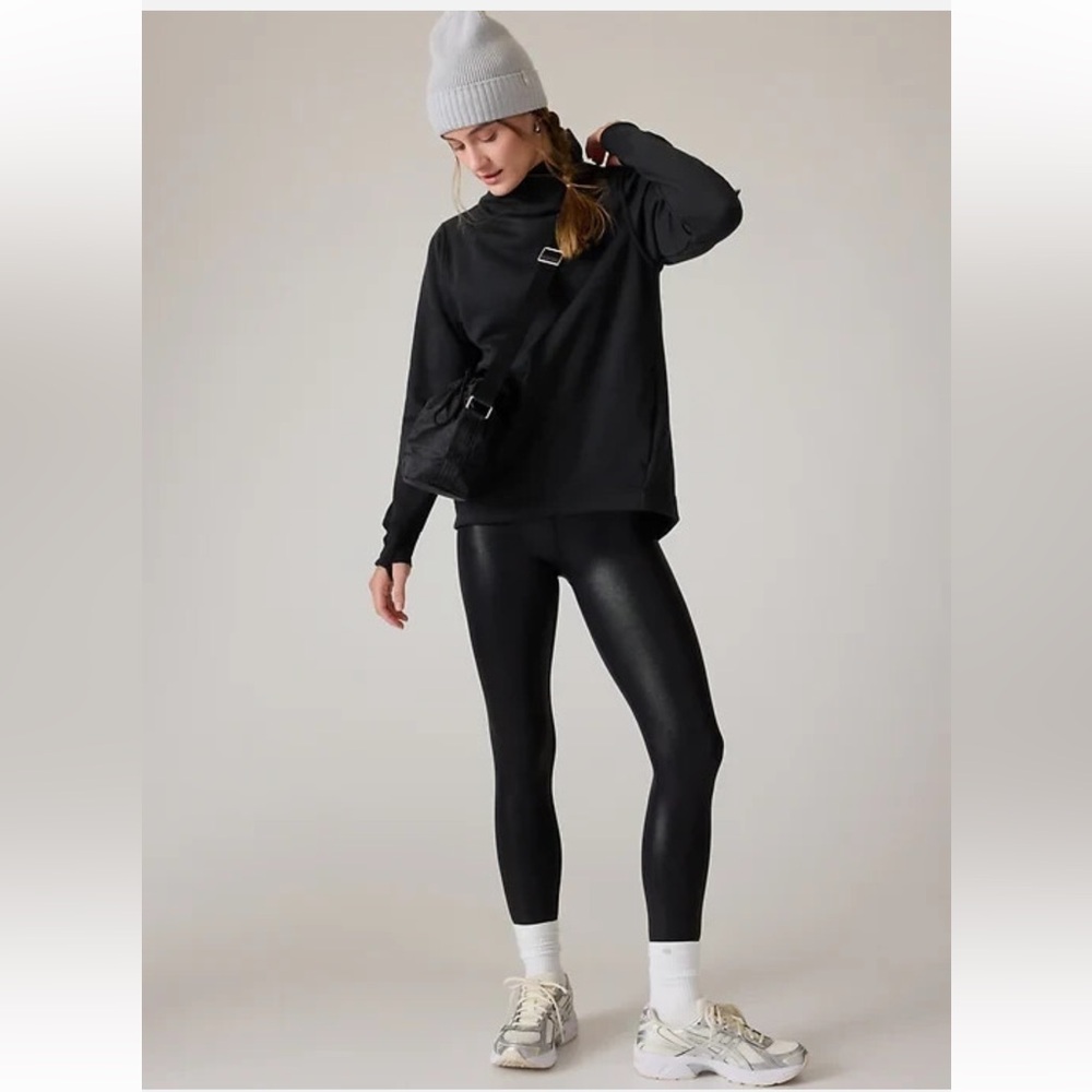 Athleta Cozy Karma Twist Neck Sweatshirt - Black - XS